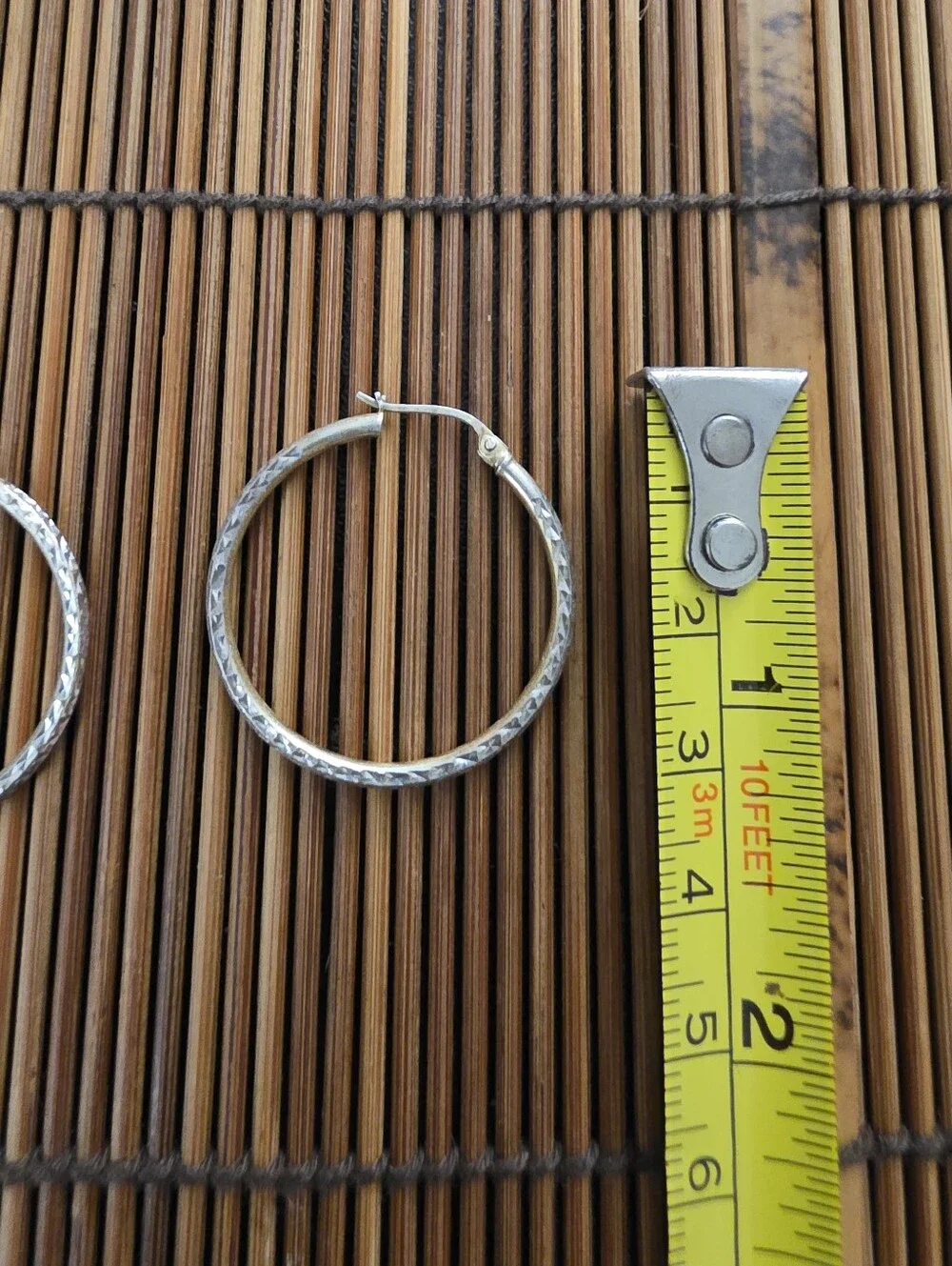 925 Silver Diamond Cut Hoop Yellow Gold, Silver Earrings (Vintage)